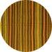 Round Southwestern Yellow Country Rug, con798yw