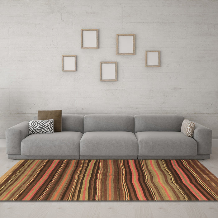 Machine Washable Southwestern Brown Country Rug in a Living Room,, wshcon798brn