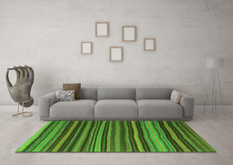 Machine Washable Southwestern Green Country Area Rugs in a Living Room,, wshcon798grn