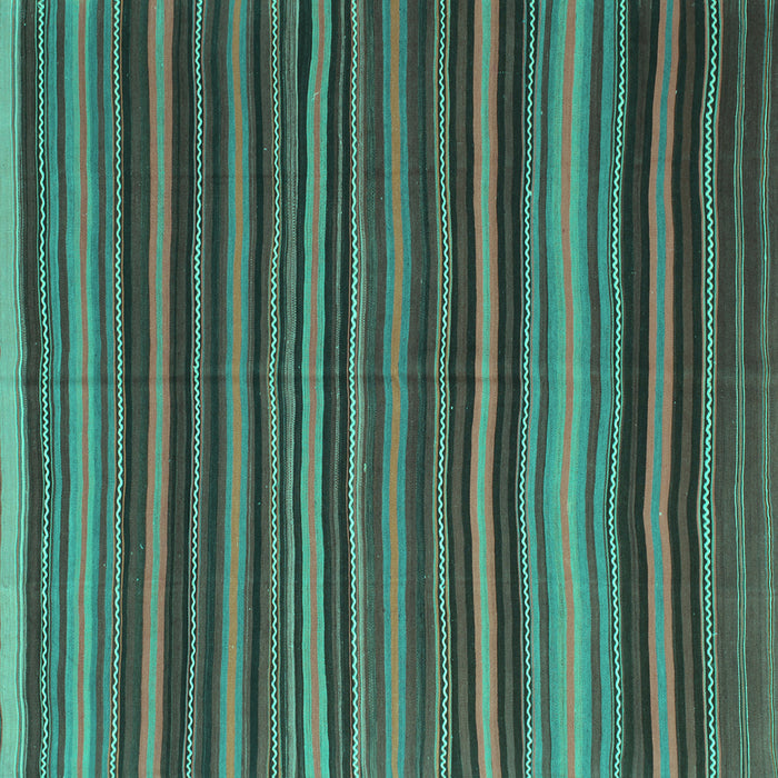 Square Machine Washable Southwestern Turquoise Country Area Rugs, wshcon798turq