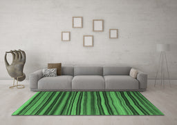 Machine Washable Southwestern Emerald Green Country Area Rugs in a Living Room,, wshcon798emgrn