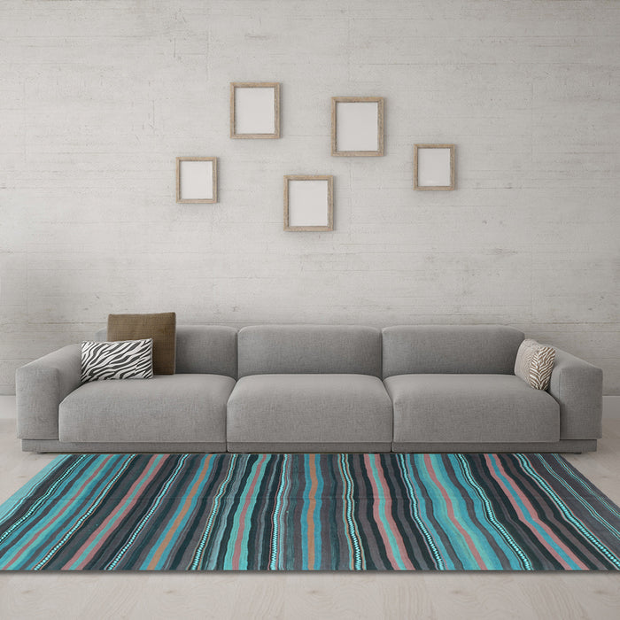 Machine Washable Southwestern Light Blue Country Rug in a Living Room, wshcon798lblu