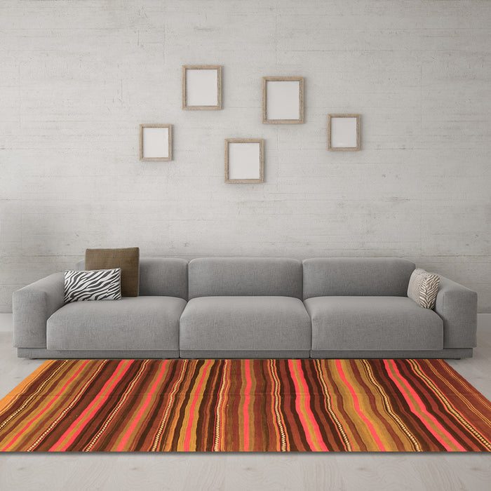 Machine Washable Southwestern Orange Country Area Rugs in a Living Room, wshcon798org