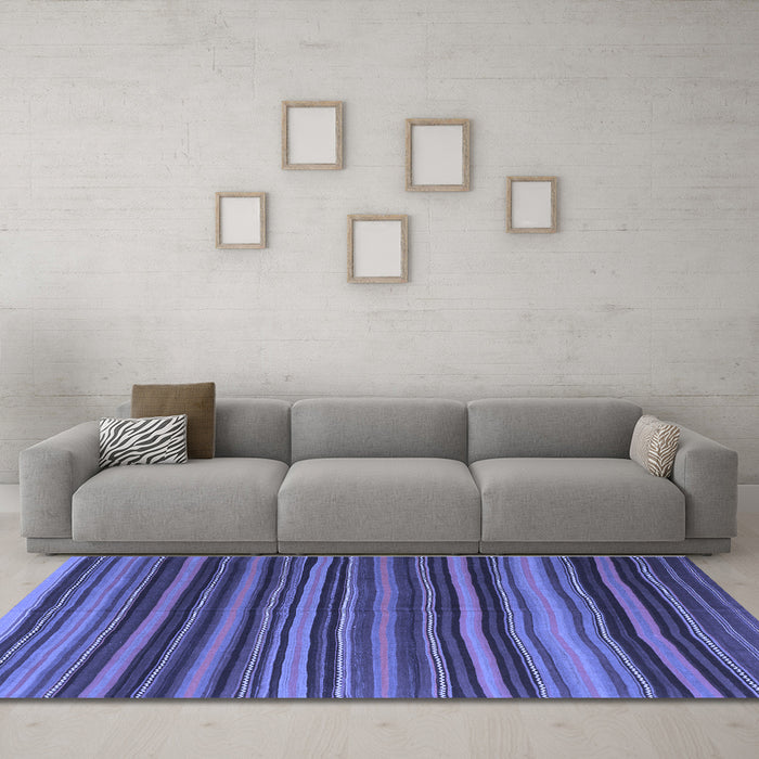 Machine Washable Southwestern Blue Country Rug in a Living Room, wshcon798blu
