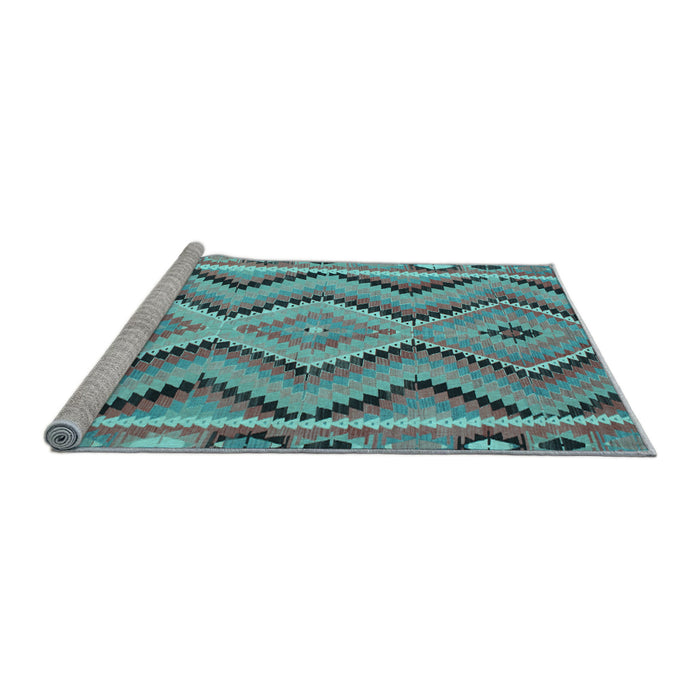 Sideview of Machine Washable Southwestern Light Blue Country Rug, wshcon799lblu