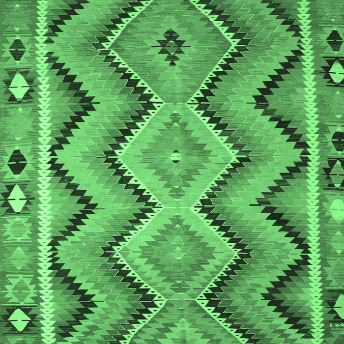 Square Machine Washable Southwestern Emerald Green Country Area Rugs, wshcon799emgrn