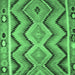 Square Machine Washable Southwestern Emerald Green Country Area Rugs, wshcon799emgrn