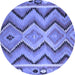 Round Southwestern Blue Country Rug, con799blu