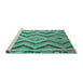 Sideview of Machine Washable Southwestern Turquoise Country Area Rugs, wshcon799turq