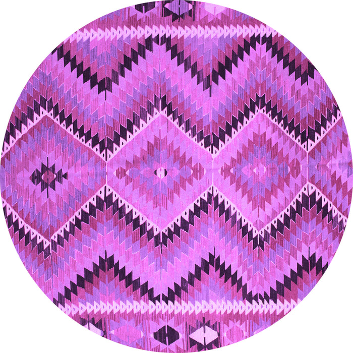 Round Machine Washable Southwestern Purple Country Area Rugs, wshcon799pur