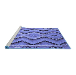 Sideview of Machine Washable Southwestern Blue Country Rug, wshcon799blu