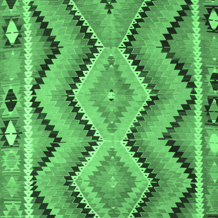 Machine Washable Southwestern Emerald Green Country Area Rugs, wshcon799emgrn