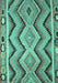 Machine Washable Southwestern Turquoise Country Area Rugs, wshcon799turq