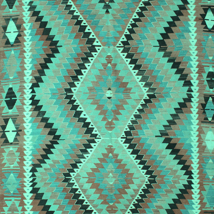 Machine Washable Southwestern Turquoise Country Area Rugs, wshcon799turq