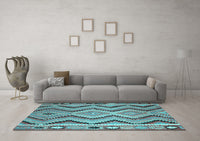 Machine Washable Southwestern Light Blue Country Rug, wshcon799lblu