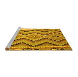 Sideview of Machine Washable Southwestern Yellow Country Rug, wshcon799yw