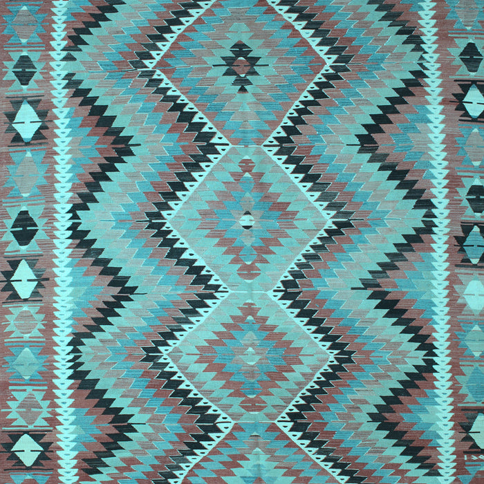 Square Machine Washable Southwestern Light Blue Country Rug, wshcon799lblu