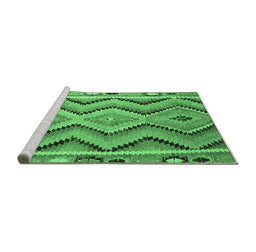 Sideview of Machine Washable Southwestern Emerald Green Country Area Rugs, wshcon799emgrn