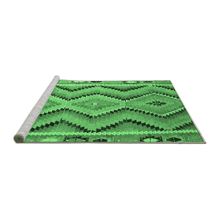 Sideview of Machine Washable Southwestern Emerald Green Country Area Rugs, wshcon799emgrn