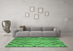 Machine Washable Southwestern Emerald Green Country Area Rugs in a Living Room,, wshcon799emgrn
