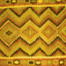 Square Machine Washable Southwestern Yellow Country Rug, wshcon799yw