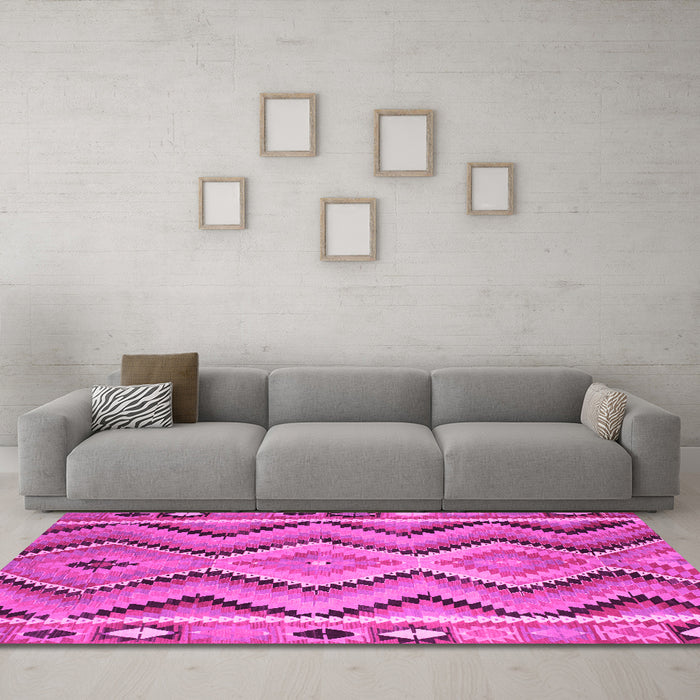 Machine Washable Southwestern Pink Country Rug in a Living Room, wshcon799pnk