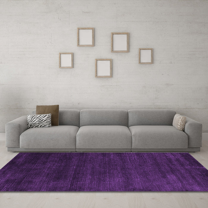 Machine Washable Abstract Purple Contemporary Area Rugs in a Living Room, wshcon79pur