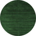 Round Abstract Emerald Green Contemporary Rug, con79emgrn