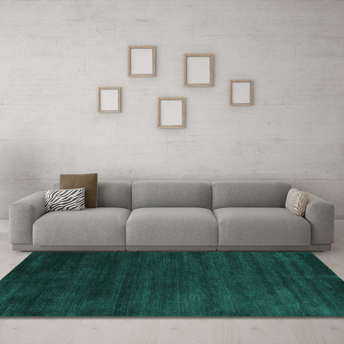 Machine Washable Abstract Turquoise Contemporary Area Rugs in a Living Room,, wshcon79turq