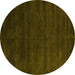 Round Abstract Yellow Contemporary Rug, con79yw