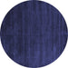 Round Abstract Blue Contemporary Rug, con79blu