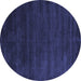 Round Machine Washable Abstract Blue Contemporary Rug, wshcon79blu