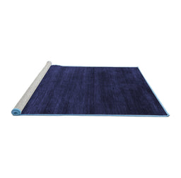 Sideview of Machine Washable Abstract Blue Contemporary Rug, wshcon79blu