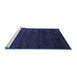 Sideview of Machine Washable Abstract Blue Contemporary Rug, wshcon79blu