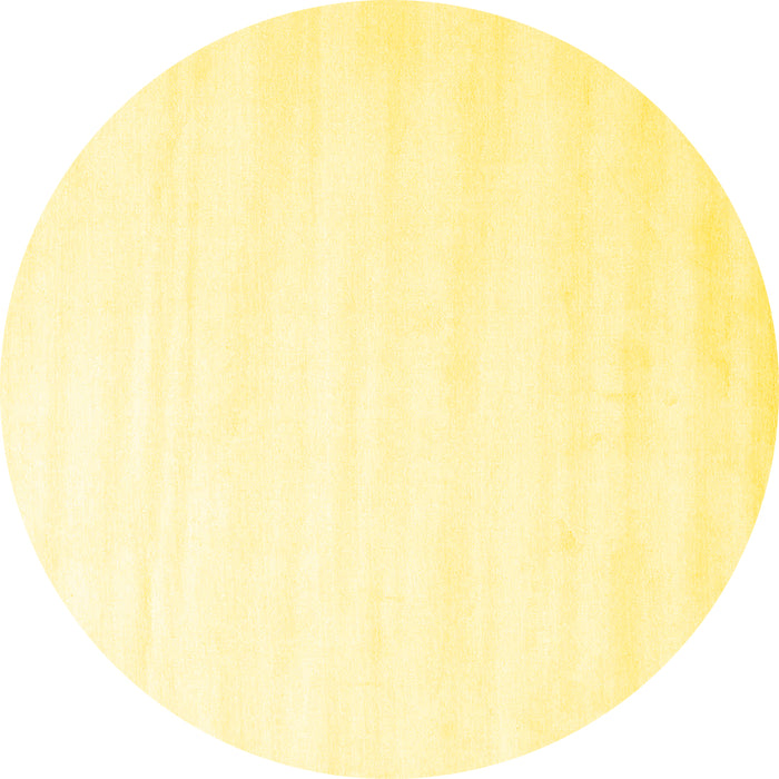 Round Machine Washable Solid Yellow Modern Rug, wshcon7yw