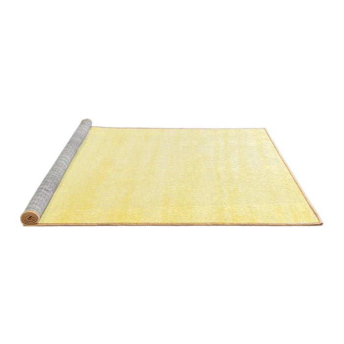 Sideview of Machine Washable Solid Yellow Modern Rug, wshcon7yw