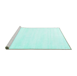 Sideview of Machine Washable Solid Turquoise Modern Area Rugs, wshcon7turq