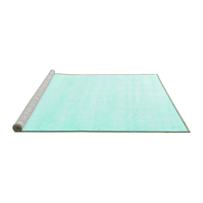 Sideview of Machine Washable Solid Turquoise Modern Area Rugs, wshcon7turq