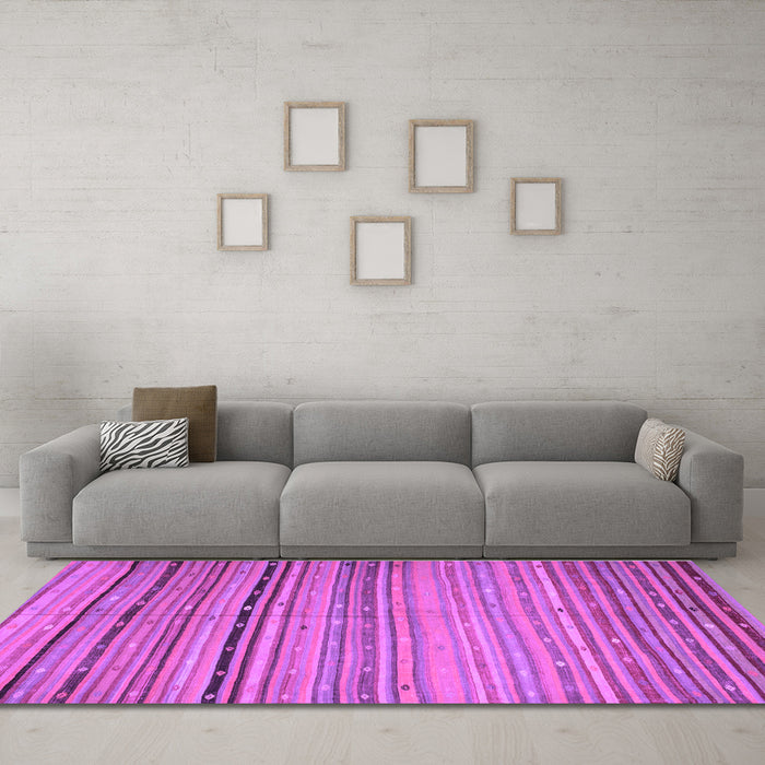 Machine Washable Southwestern Purple Country Area Rugs in a Living Room, wshcon800pur