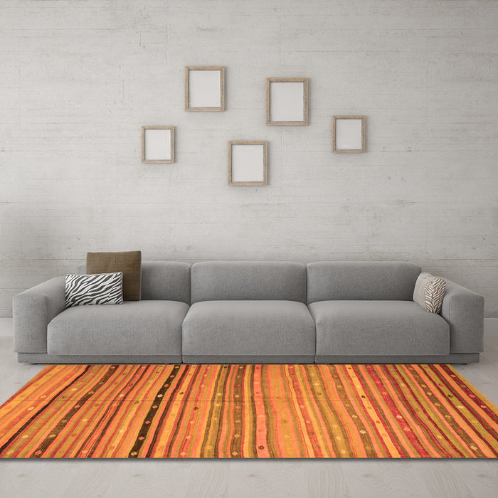 Machine Washable Southwestern Orange Country Area Rugs in a Living Room, wshcon800org