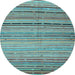 Round Machine Washable Southwestern Light Blue Country Rug, wshcon800lblu