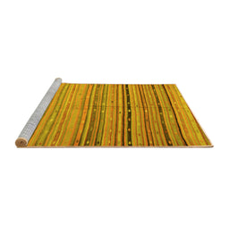 Sideview of Machine Washable Southwestern Yellow Country Rug, wshcon800yw
