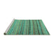 Sideview of Machine Washable Southwestern Turquoise Country Area Rugs, wshcon800turq