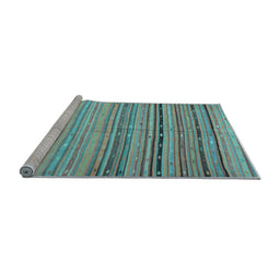 Sideview of Machine Washable Southwestern Light Blue Country Rug, wshcon800lblu