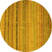 Round Machine Washable Southwestern Yellow Country Rug, wshcon800yw