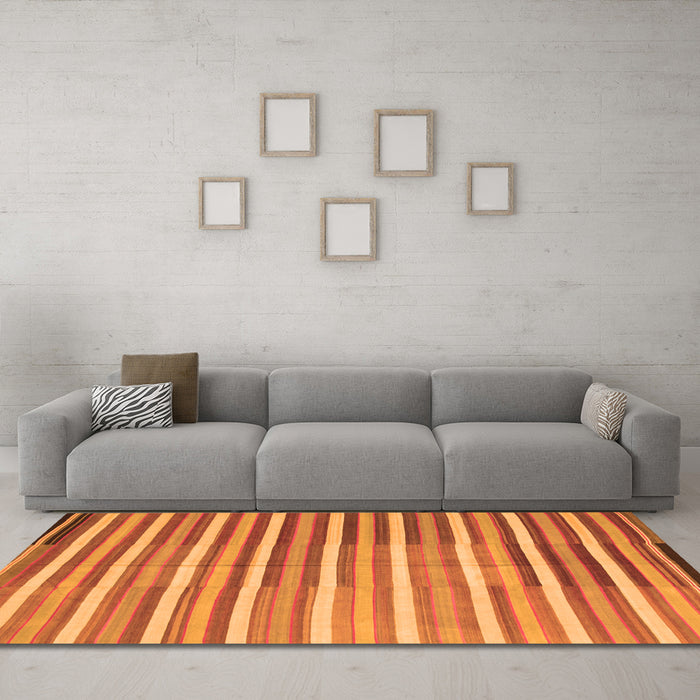 Machine Washable Southwestern Orange Country Area Rugs in a Living Room, wshcon801org
