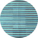 Round Machine Washable Southwestern Light Blue Country Rug, wshcon801lblu