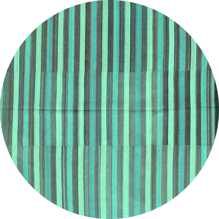 Round Machine Washable Southwestern Turquoise Country Area Rugs, wshcon801turq