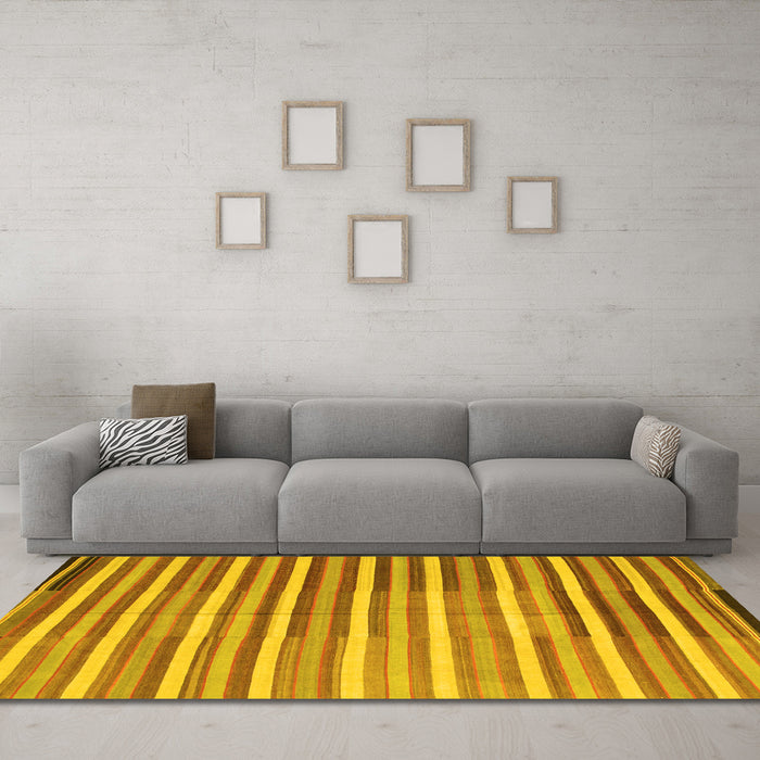 Machine Washable Southwestern Yellow Country Rug in a Living Room, wshcon801yw