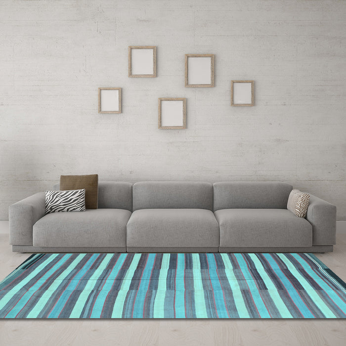 Machine Washable Southwestern Light Blue Country Rug in a Living Room, wshcon801lblu
